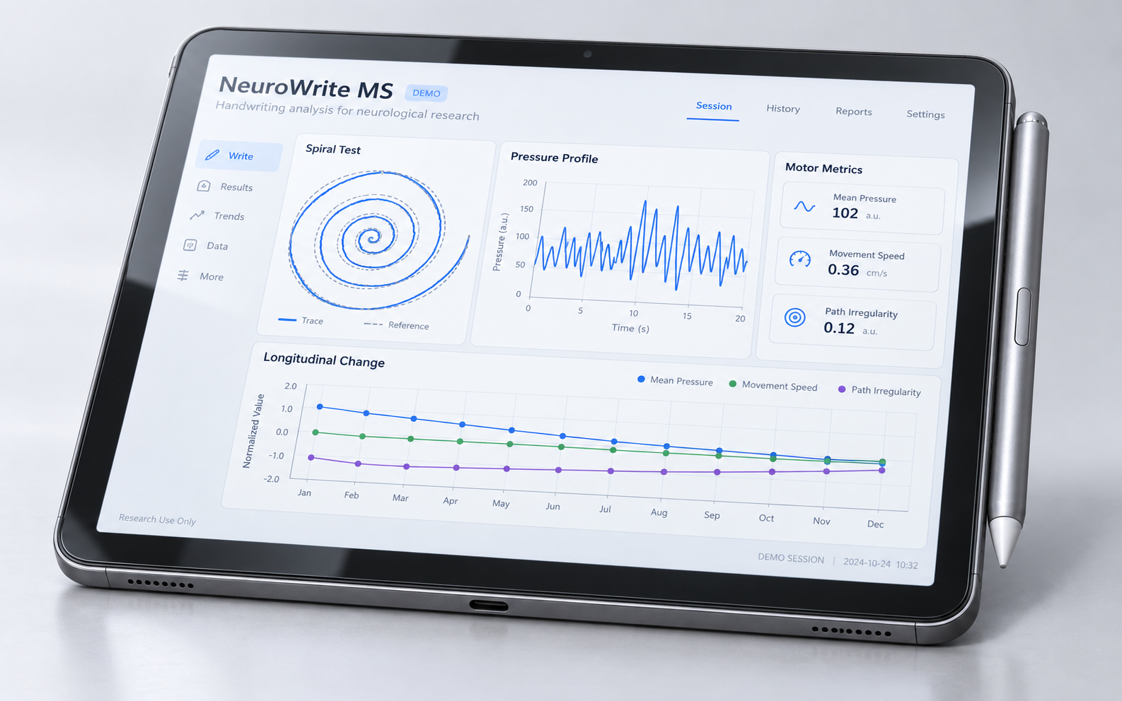 NeuroWrite MS tablet ve dijital kalem ürün konsepti
